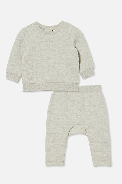 Quilted Sweater and Trackpant Bundle, Cloud Marle